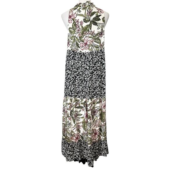 KAKTUS Womens Dress Floral Tiered Maxi Sleeveless Tassels Sz Large - Picture 5 of 7